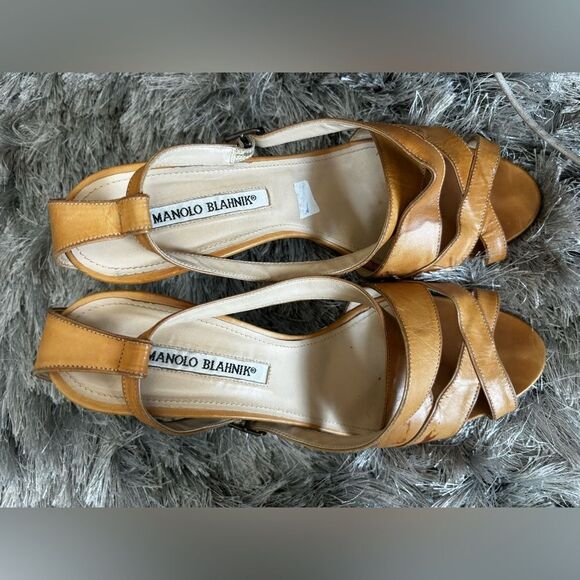 Manolo Blahnik Crisscross Sandals strappy dress shoe heels y2k open toe cage - Picture 1 of 7